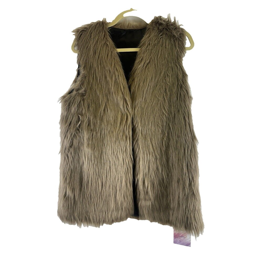 Chicwish Faux Fur Vest Brown Lined Shaggy Fun Chic Boho New Tags Womens Medium